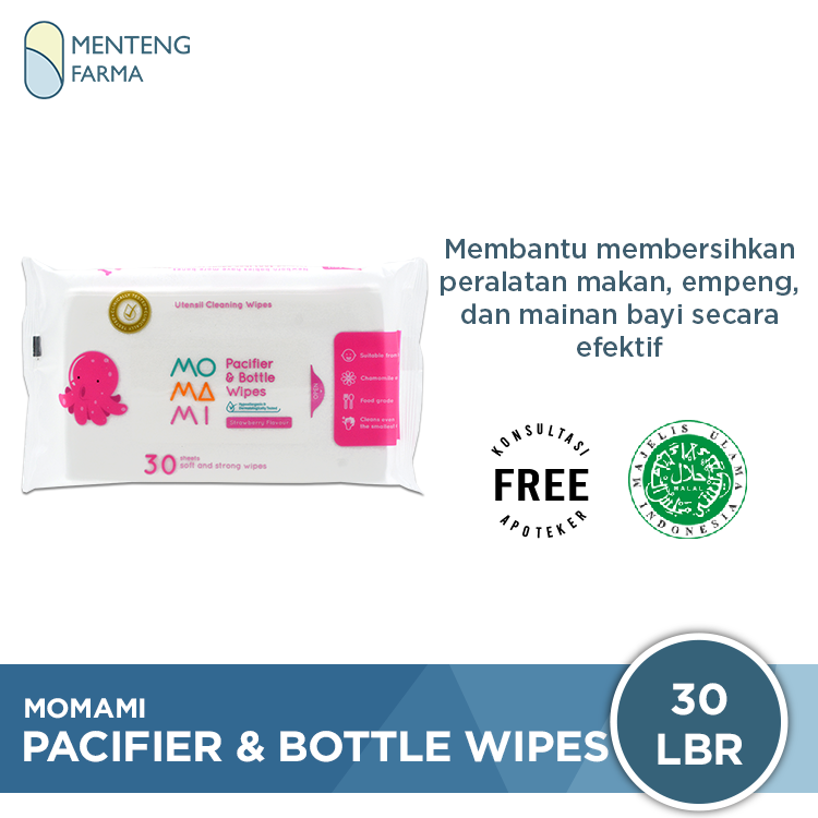 Momami Pacifier & Bottle Wipes 30 Lembar Tisu Basah Dot & Botol Bayi