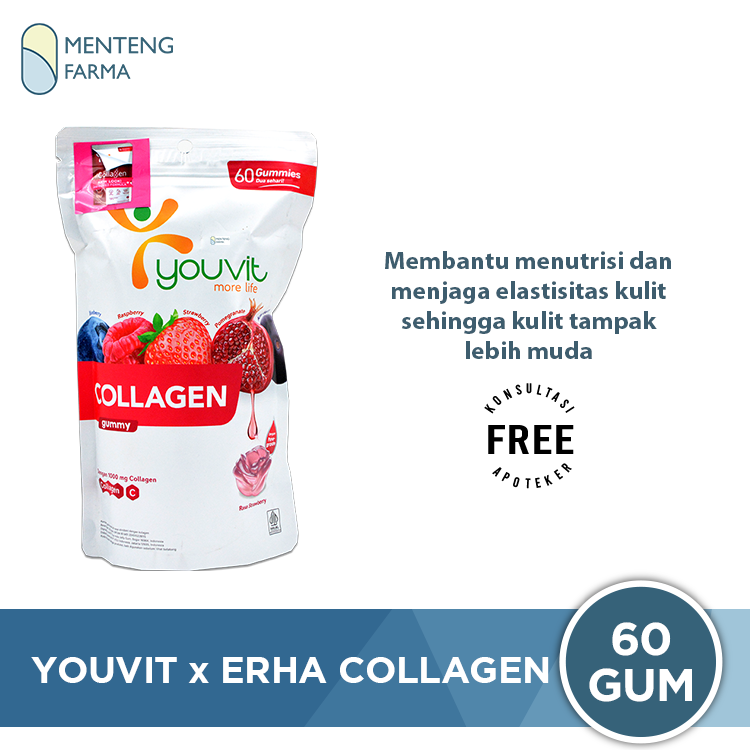 Youvit x Erha Collagen 60 Gummies Gummy Kolagen Anti Aging Apotek
