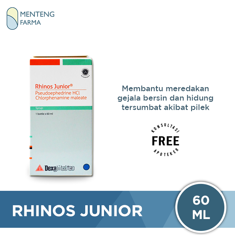 Rhinos Junior Syrup 60 mL - Obat Flu, Pilek, Demam, Hidung Tersumbat ...
